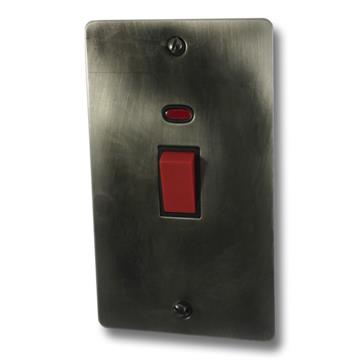 Flat Slate Effect 45A DP Switch (Black Insert/Vertical Plate)